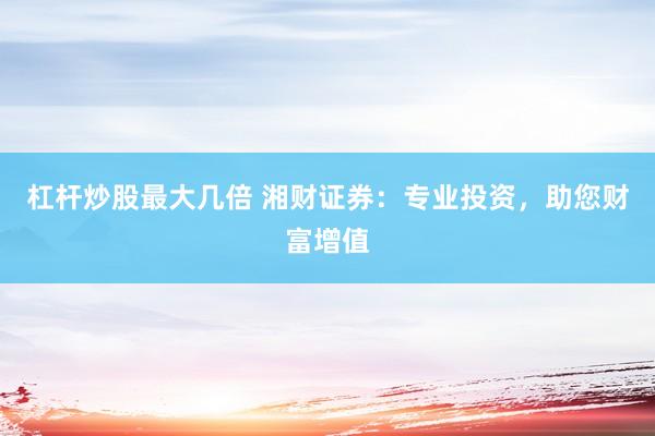 杠杆炒股最大几倍 湘财证券：专业投资，助您财富增值