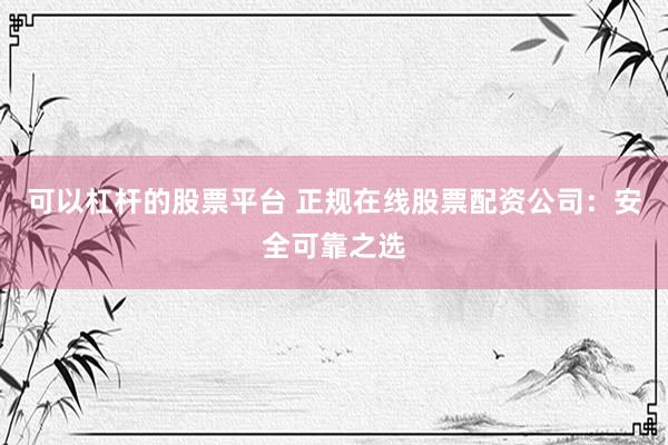 可以杠杆的股票平台 正规在线股票配资公司：安全可靠之选