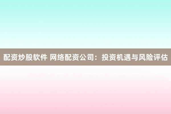 配资炒股软件 网络配资公司：投资机遇与风险评估