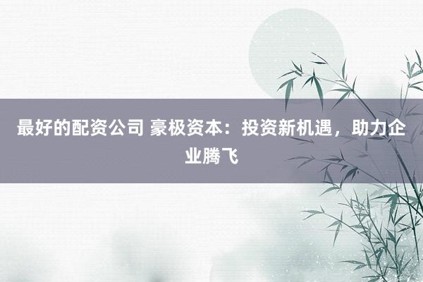 最好的配资公司 豪极资本：投资新机遇，助力企业腾飞