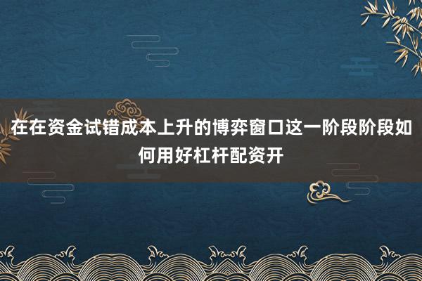在在资金试错成本上升的博弈窗口这一阶段阶段如何用好杠杆配资开